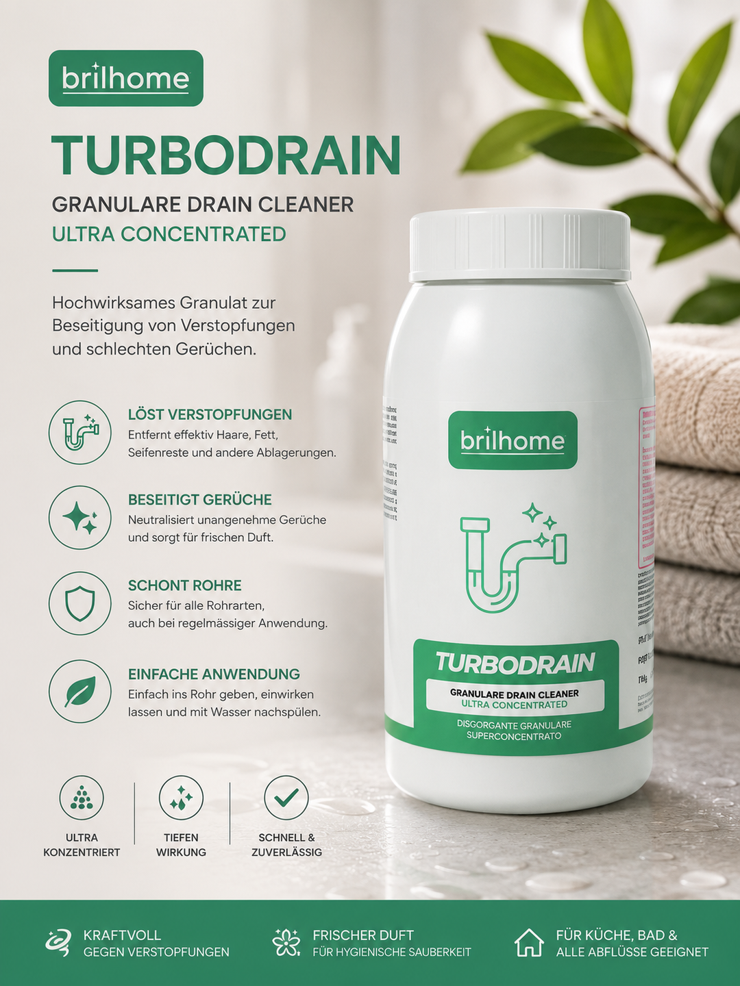 Turbodrain – Hochkonzentriertes Rohrreiniger-Granulat